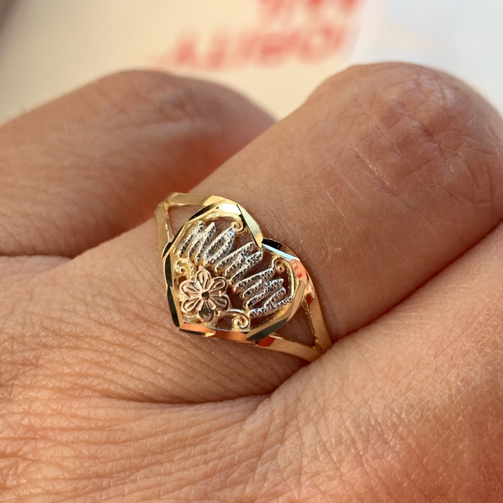 14K Gold MOMMY Heart Ring sz 4 5 6 7 8 9 - Picture 2 of 7
